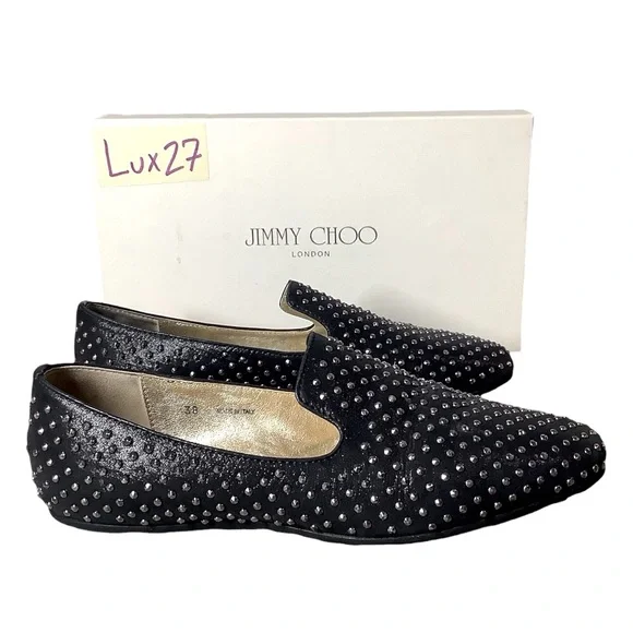 JIMMY CHOO Women’s Wheel Studded Suede Smoking Slipper Shoes Size 8.5 - Picture 1 of 9